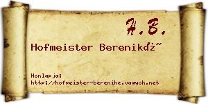 Hofmeister Bereniké névjegykártya